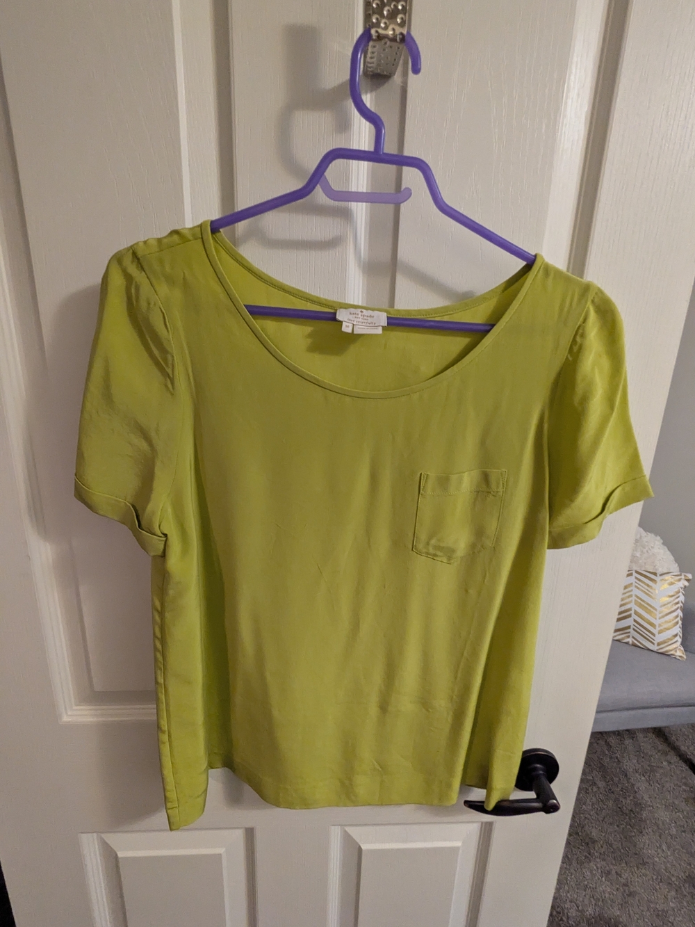 kate spade Lime Green Short Sleeve Scoop Neck Pocket Tee